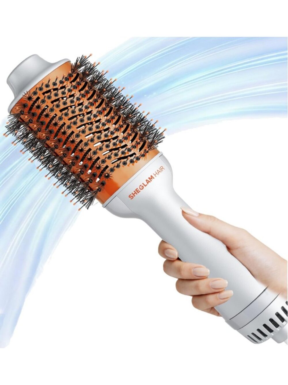 4-in-1 Hot Air Brush & Hair Dryer - 33000 RPM, Tangle-Free Ionic Bristles, 3